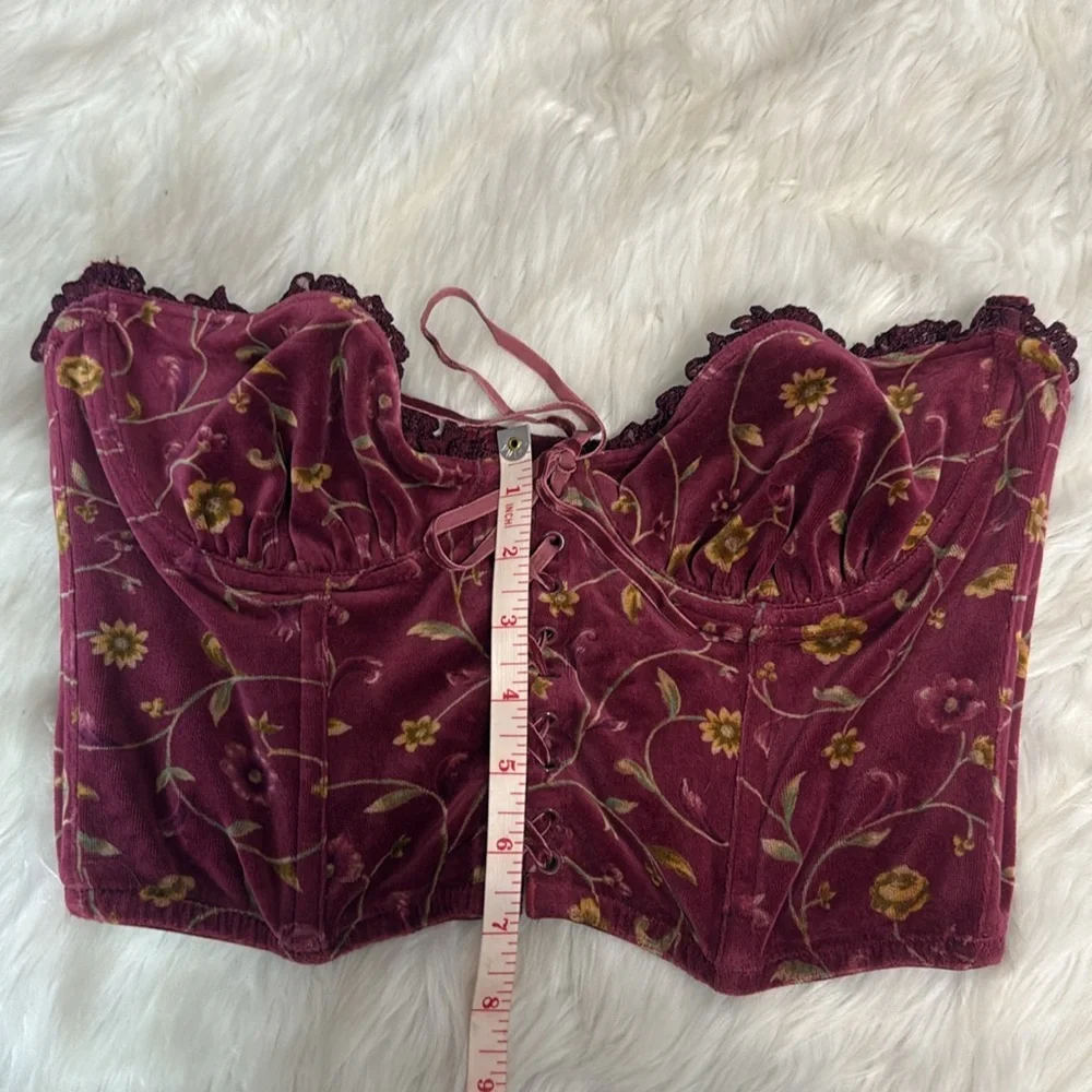 Vintage Victoria’s Secret Velvet Corset Bustier Floral 36B Coquette